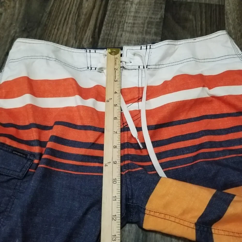 O'Neill Swim Shorts Mens 34 Fishing Board Shorts Logo Blue/Orange‎